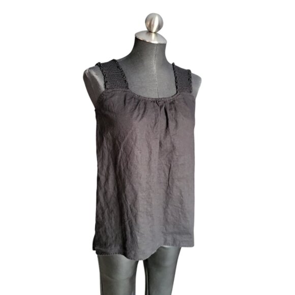 Saks Fifth Avenue Black Linen Tank Top Womens Sz Small - Picture 3 of 8